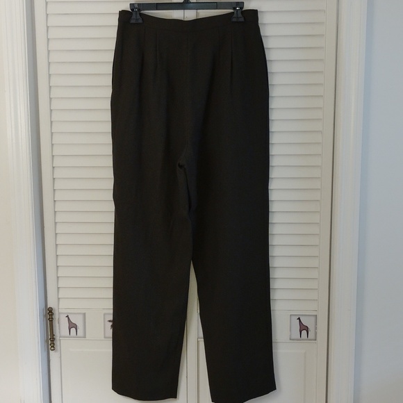 Kasper Green/Black Double Breast Suit with Animal Print Collar - Picture 8 of 9